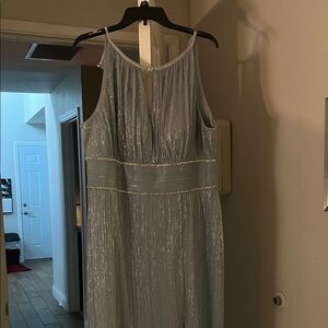 Elegant Blue-Silver Evening Gown (David’s Bridal)